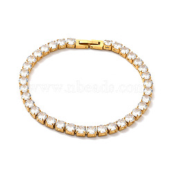 Clear Cubic Zirconia Tennis Bracelet, 304 Stainless Steel Link Chain Bracelet for Women, Golden, 8-3/8 inch(21.3cm)(BJEW-E009-25A-G)