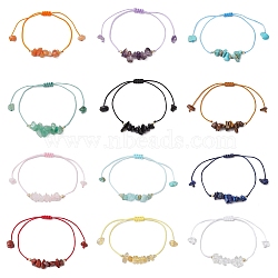 12Pcs 12 Styles Chips Natural & Synthetic Mixed Gemstone Braided Bead Bracelets Sets, Adjustable Stackable Bracelets for Women, Inner Diameter: 3 inch(7.6cm), 1pc/style(BJEW-JB11048)