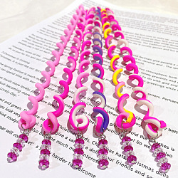 Synthetic Rubber Hair Styling Twister Clips, Braided Rubber Hair Band Spiral Spin Hair Tool for Girl Women, Camellia, 240mm, 6pcs/set(OHAR-PW0003-199A)