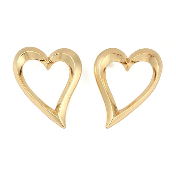 Heart Rack Plating Brass Stud Earrings for Women, Cadmium Free & Lead Free, Long-Lasting Plated, Real 18K Gold Plated, 51x42.5mm