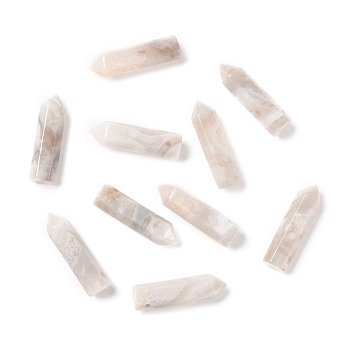 Natural White Crazy Agate Pointed Pendants, Faceted, Bullet, 30~33x8~9mm, Hole: 1.4~1.6mm