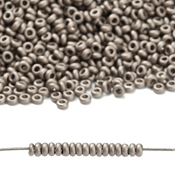 TOHO 6/0 Demi Round Beads, Japanese Seed Beads, Matte Nickel Plating, (566) Opaque Metallic Frosted Antique Silver, 6/0, 4x1.9mm, Hole: 1.5mm, about 300pcs/10g