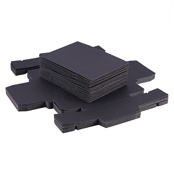 Kraft Paper Folding Box, Drawer Box, Rectangle, Black, 8.3x8.3x3.2cm, 20pcs/set