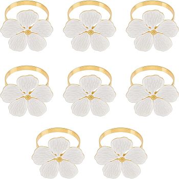 Fingerinspire Flower-shaped Alloy Napkin Rings, Napkin Holder Adornment, for Place Settings, Wedding & Party Decoration, Golden, 5x38.5mm, 8pcs