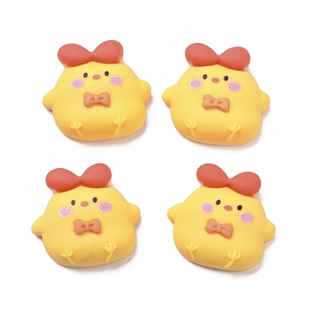 Opaque Resin Cabochons, Chick, Yellow, 21x22.5x8mm