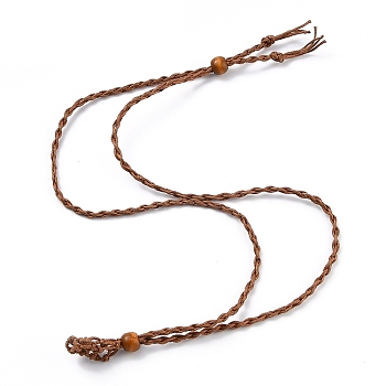 Necklace Makings, with Wax Cord and Wood Beads, Saddle Brown, 30-1/4 inch(77~80cm)