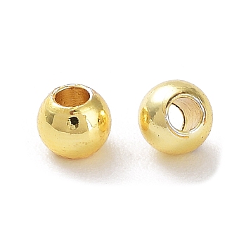 Rack Plating Brass Beads, Cadmium Free & Lead Free, Round, Golden, 2x2.3mm, Hole: 0.8mm