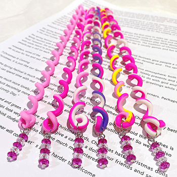 Synthetic Rubber Hair Styling Twister Clips, Braided Rubber Hair Band Spiral Spin Hair Tool for Girl Women, Camellia, 240mm, 6pcs/set