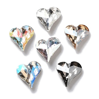 K9 Glass, Imitation Czech Rhinestone, Heart, Mixed Color, 13x12x5mm