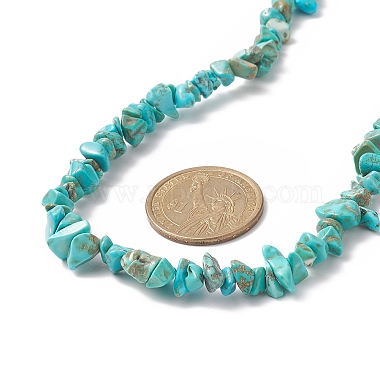 Dyed Synthetic Turquoise Chip Beaded Necklaces with 304 Stainless Steel Lobster Claw Clasp & Chain Extender(NJEW-JN04225-05)-2