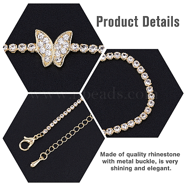 2Pcs 2 Style Titanium Steel & Brass Butterfly Pendant Necklaces Set with Crystal Rhinestone Tennis Chains(NJEW-FI0001-41)-3