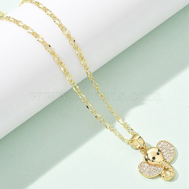 Brass Micro Pave Clear Cubic Zirconia Pendant Necklaces for Women(NJEW-M084-02G-02)-5