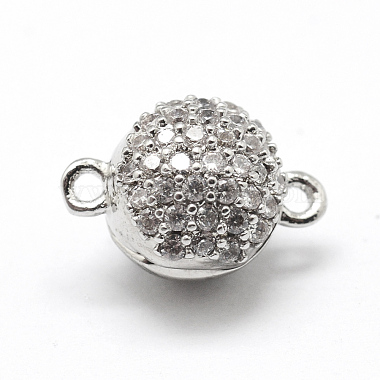 Real Platinum Plated Round Brass+Cubic Zirconia Clasps