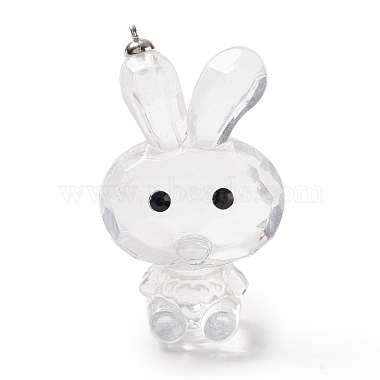 Platinum Clear Rabbit Acrylic Rhinestone Big Pendants