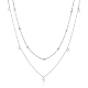 Double Layer Long Chain Necklace with Beads and Rhinestones Stainless Steel Sweater Necklace Simple Adjustable Chain Necklace Trendy Statement Necklace Neck Jewelry for Women(JN1104A)-1