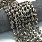 Natural Fluorescent Syenite Rock(Glow under UV Light) Beads Strands, Faceted Hexagonal Cut Coin Beads, Flat Round, with Seed Beads, 8x5mm, Hole: 0.8mm, about 36pcs/strand, 15.16''~15.24''(38.5~38.7cm)(G-C116-A18-02)