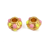 Alloy Enamel Beads, Long-Lasting Plated, Rondelle, Real 18K Gold Plated, Colorful, 7.5x5.5mm, Hole: 3mm(ZIRC-I054-33G-02-01)