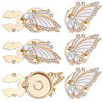 Alloy Rhinestone Cufflinks, with Enamel, Butterfly, Light Gold, White, 25x19x9mm(FIND-WH0111-882B)