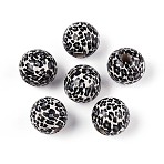 Printed Schima Wood Beads, Leopard Print, Large Hole Beads, Round, Linen, 15.5~16.5mm, Hole: 3.5~4.5mm(WOOD-N017-01B)