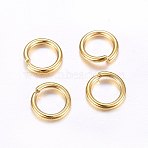 304 Stainless Steel Open Jump Rings, Real 24K Gold Plated, 15 Gauge, 10x1.5mm, Inner Diameter: 7.5mm(X-STAS-O098-02G-18)