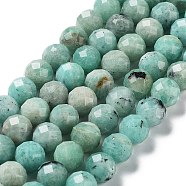 Natural Amazonite Beads Strands, Grade AB, Faceted, Round, 9mm, Hole: 0.8mm, about 42~43pcs/strand, 14.96~15.35 inch(38~39cm)(G-J400-E11-08)