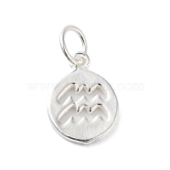 925 Sterling Silver Constellations Charms, with Jump Rings, Silver Color Plated, Aquarius, 12x9x1.5mm, Hole: 3.5mm(STER-M118-01E)