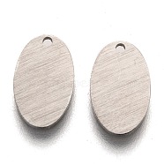 304 Stainless Steel Pendants, Stamping Blank Tag, Laser Cut, Double-sided Drawing Effect, Oval, Stainless Steel Color, 12.5x7.5x1mm, Hole: 1mm(X-STAS-O133-01A-P)