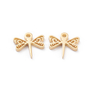 304 Stainless Steel Charms, Laser Cut, Dragonfly, Golden, 9.5x9.5x1mm, Hole: 1.2mm(X-STAS-I151-06G)
