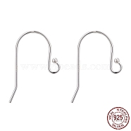 925 Sterling Silver Earring Hooks, Silver, 20x11mm, Hole: 1.5mm, 24 Gauge, Pin: 0.7mm(STER-G011-06)