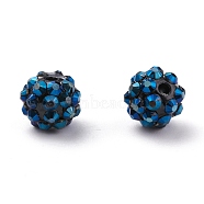Chunky Resin Rhinestone Beads, Resin Round Beads, Marine Blue, 12mm, Hole: 1.5~2mm(RESI-M019-11)