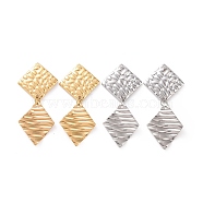 304 Stainless Steel Double Rhombus Dangle Stud Earrings for Women, Mixed Color, 41mm, Pin: 0.8mm(EJEW-G328-17)