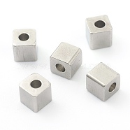 304 Stainless Steel Beads, Cube, Stainless Steel Color, 5x5x2mm, Hole: 2mm(STAS-H160-01C-P)