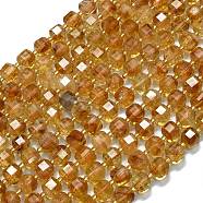 Natural Citrine Beads Strands, with Seed Beads, Faceted Table Cut Cube, 8x8x8mm, Hole: 0.6mm, about 38pcs/strand, 15.35''(39cm)(G-K389-A17-01)