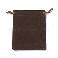 Velvet Packing Pouches, Drawstring Bags, Coffee, 12~12.6x10~10.2cm(TP-I002-10x12-04)