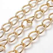 Decorative Chain Aluminium Twisted Chains Curb Chains, Unwelded, Golden, 15x10x2mm(X-CHA-M001-16)