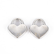 Tibetan Style Alloy Pendants, Lead Free & Cadmium Free, Heart, Antique Silver, 16.5x14x2.5mm, Hole: 4.5x5mm, about 270pcs/500g(TIBE-S323-104AS-RS)