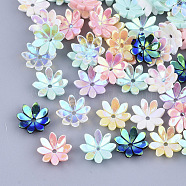 Opaque Resin Bead Caps, AB Color Plated, Multi-Petal, Flower, Mixed Color, 9.5x9.5x2.5mm, Hole: 1mm(X-RESI-T040-015)