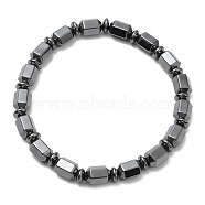 Synthetic Non-Magnetic Hematite Column Beaded Stretch Bracelets, Black, Inner Diameter: 2-3/4 inch(6.92cm)(BJEW-E080-04A)