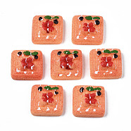 Opaque Epoxy Resin Cabochons, Imitation Food, Bread, Coral, 21x21x11mm(CRES-S358-68)