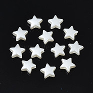ABS Plastic Imitation Pearl Beads, Star, Seashell Color, 7x8x3mm, Hole: 1.5mm, about 6240pcs/500g(KY-S170-03-A01)