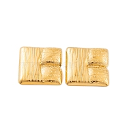 Ion Plating(IP) 304 Stainless Steel Stud Earrings for Women, Textured Square, Real 18K Gold Plated, 30x29.5mm(EJEW-P279-43G)