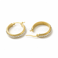 Crystal Rhinestone Hoop Earrings, 304 Stainless Steel Jewelry for Women, Golden, 25x27x3mm, Pin: 0.6x1mm(EJEW-M214-16C-G)