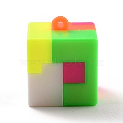 Plastic Pendants, Bubble Popper Fidget Toy, Stress Anxiety Relief Toys, Puzzle Block Pendant, Square, Colorful, 28.5x24x24mm, Hole: 1.8mm(KY-B002-02)