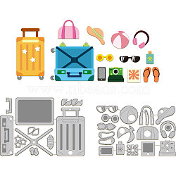 2Pcs 2 Styles Travel Luggage Carbon Steel Cutting Dies Stencils, for DIY Scrapbooking, Photo Album, Decorative Embossing Paper Card, Stainless Steel Color, Mixed Shapes, 159~170x101~117x0.8mm, 1pc/style(DIY-WH0309-1410)