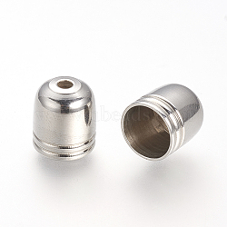 201 Stainless Steel Cord Ends, End Caps, Stainless Steel Color, 10x9mm, Hole: 1~1.2mm, inner diameter: 8mm(X-STAS-R090-35)