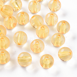 Transparent Acrylic Beads, Round, Gold, 12x11mm, Hole: 2.5mm, about 566pcs/500g(MACR-S370-A12mm-719)