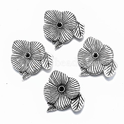 Tibetan Style Alloy Cabochon Connector Rhinestone Settings, Flower, Cadmium Free & Lead Free, Antique Silver, Fit for 4mm Rhinestone, 41x42x8mm, Hole: 1.8mm, about 140pcs/1000g(TIBE-N011-008AS-RS)