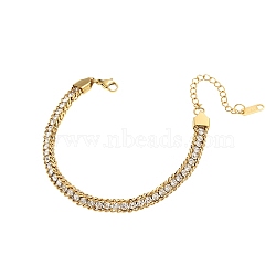 Stainless Steel Rhinestone Cup Chain Bracelets for Woman, Golden, 7-1/8 inch(18cm)(PW-WG34DD3-02)