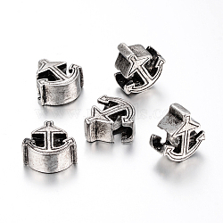 304 Stainless Steel European Beads, Large Hole Beads, Anchor, Antique Silver, 14x14x6.5mm, Hole: 5mm(STAS-I074-11AS)
