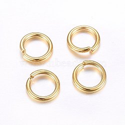 304 Stainless Steel Open Jump Rings, Real 24K Gold Plated, 15 Gauge, 10x1.5mm, Inner Diameter: 7.5mm(X-STAS-O098-02G-18)